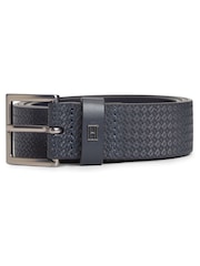 Tommy Hilfiger Blue Rounded Buckle Casual Woven Leather Belt - Image 2 of 4