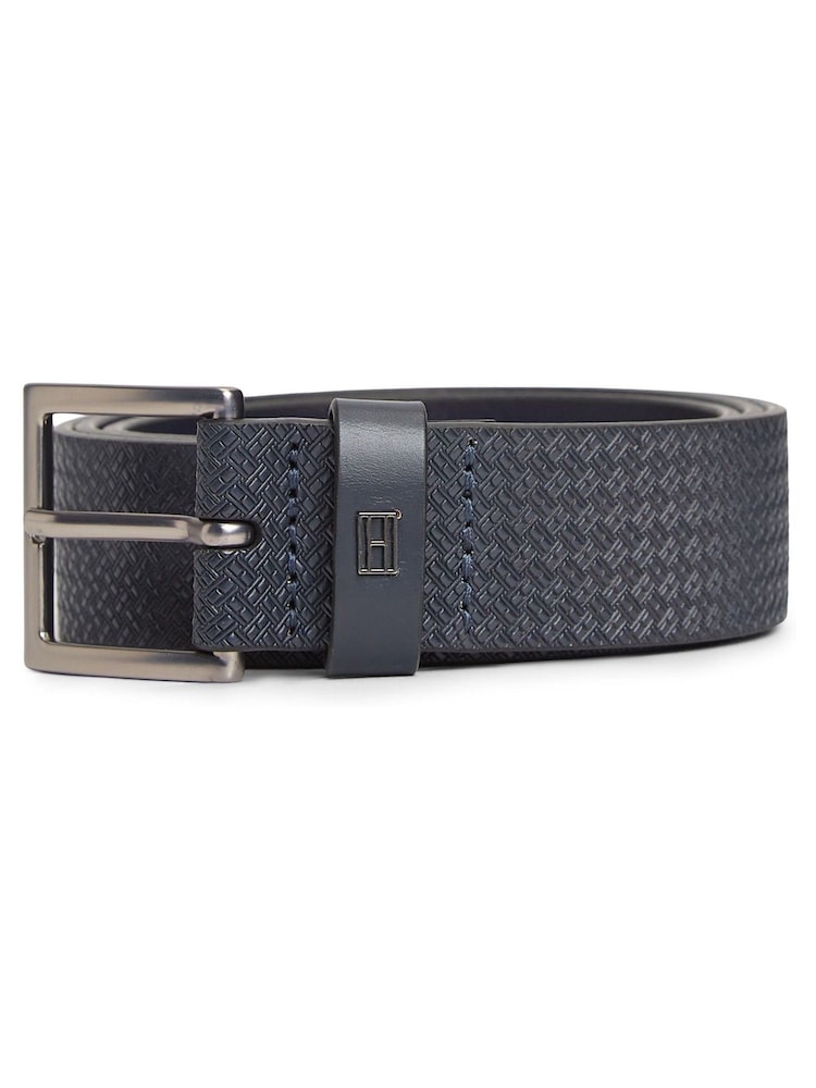 Tommy Hilfiger Blue Rounded Buckle Casual Woven Leather Belt - Image 2 of 4