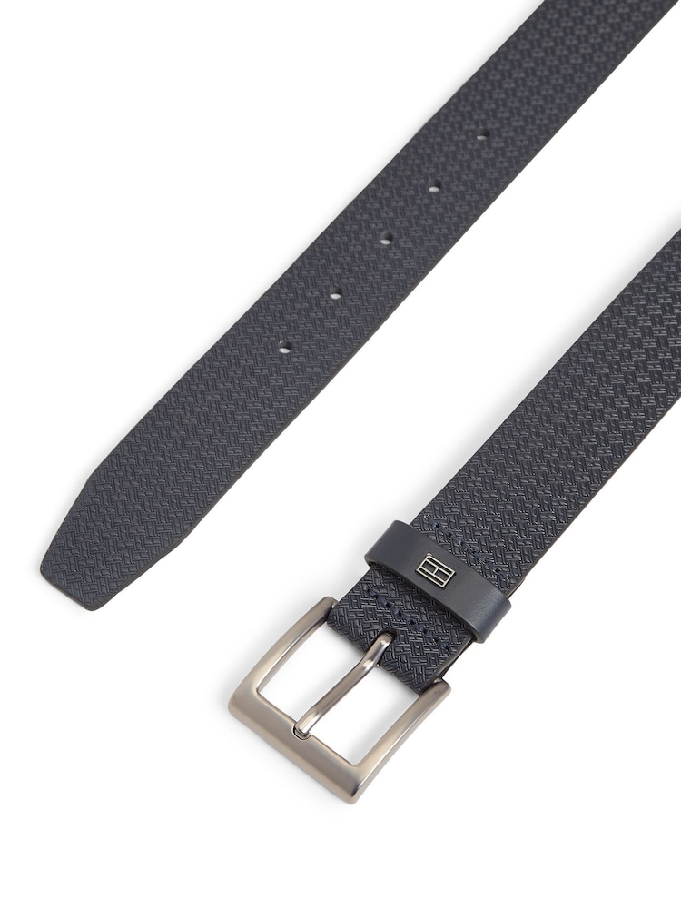 Tommy Hilfiger Blue Rounded Buckle Casual Woven Leather Belt - Image 4 of 4