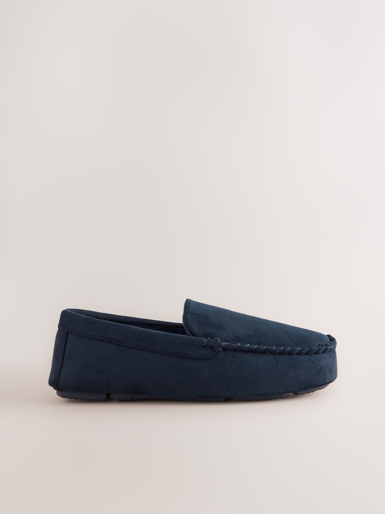 Navy Moccasin Slippers - Image 2 of 4 Navy Moccasin Slippers - Image 2 of 4