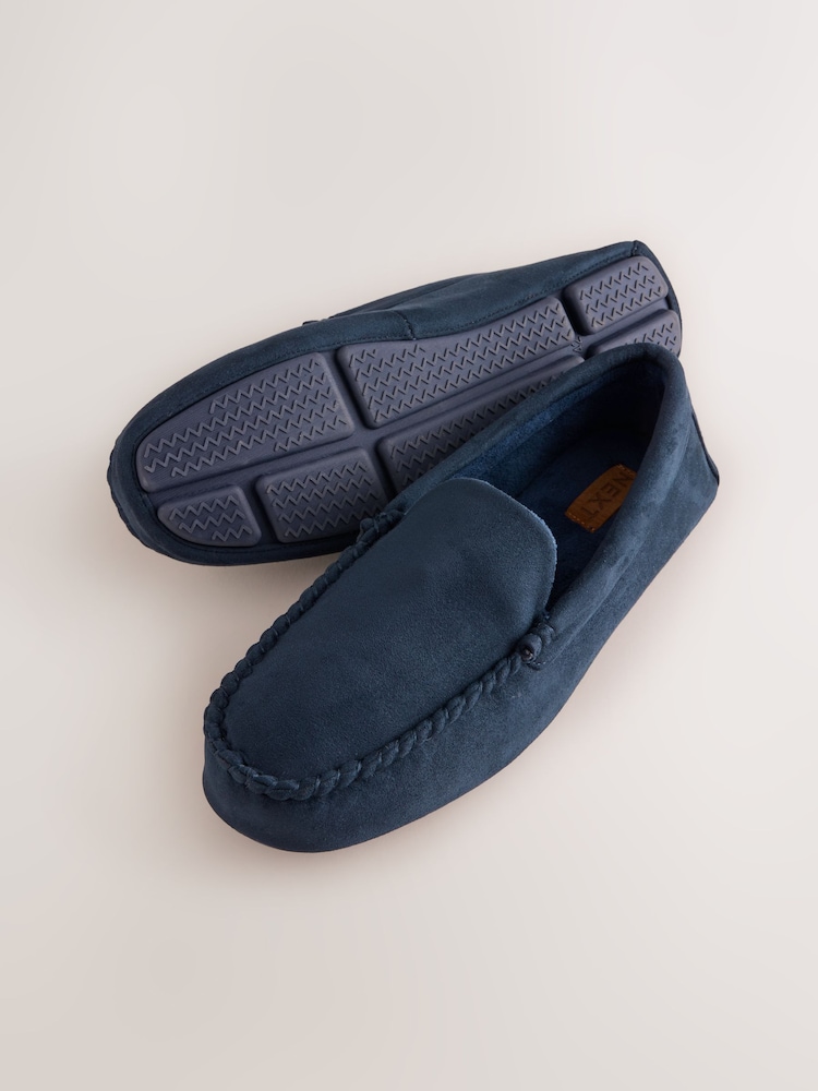 Navy Moccasin Slippers - Image 4 of 4 Navy Moccasin Slippers - Image 4 of 4