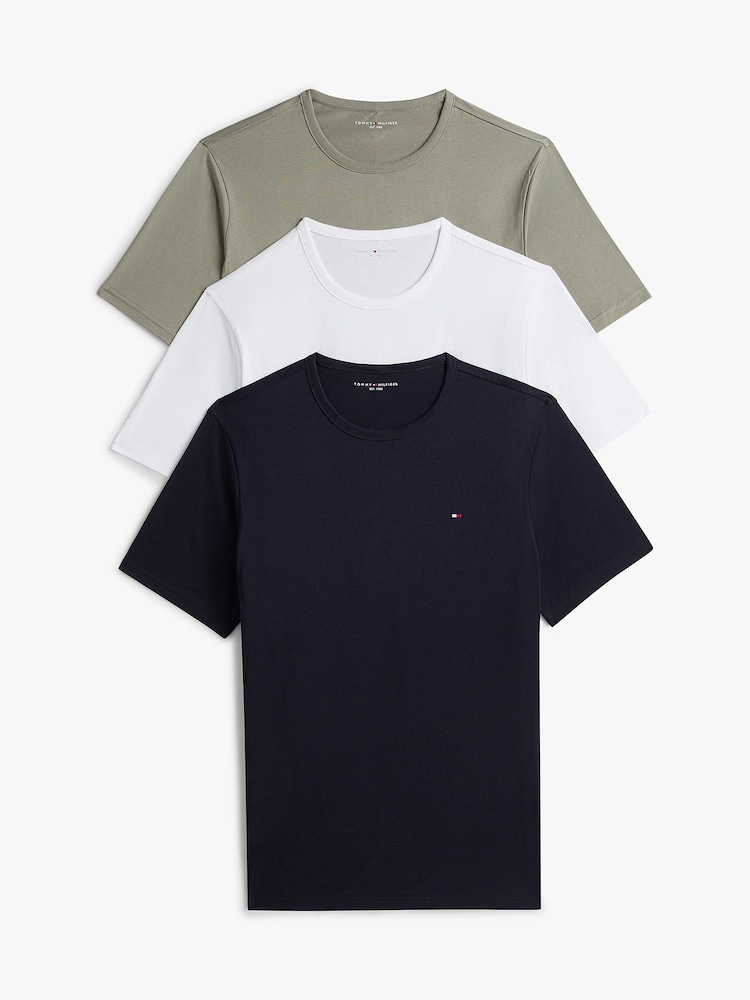 Tommy Hilfiger White Signature Crew Neck T-Shirts 3 Pack - Image 1 of 7
