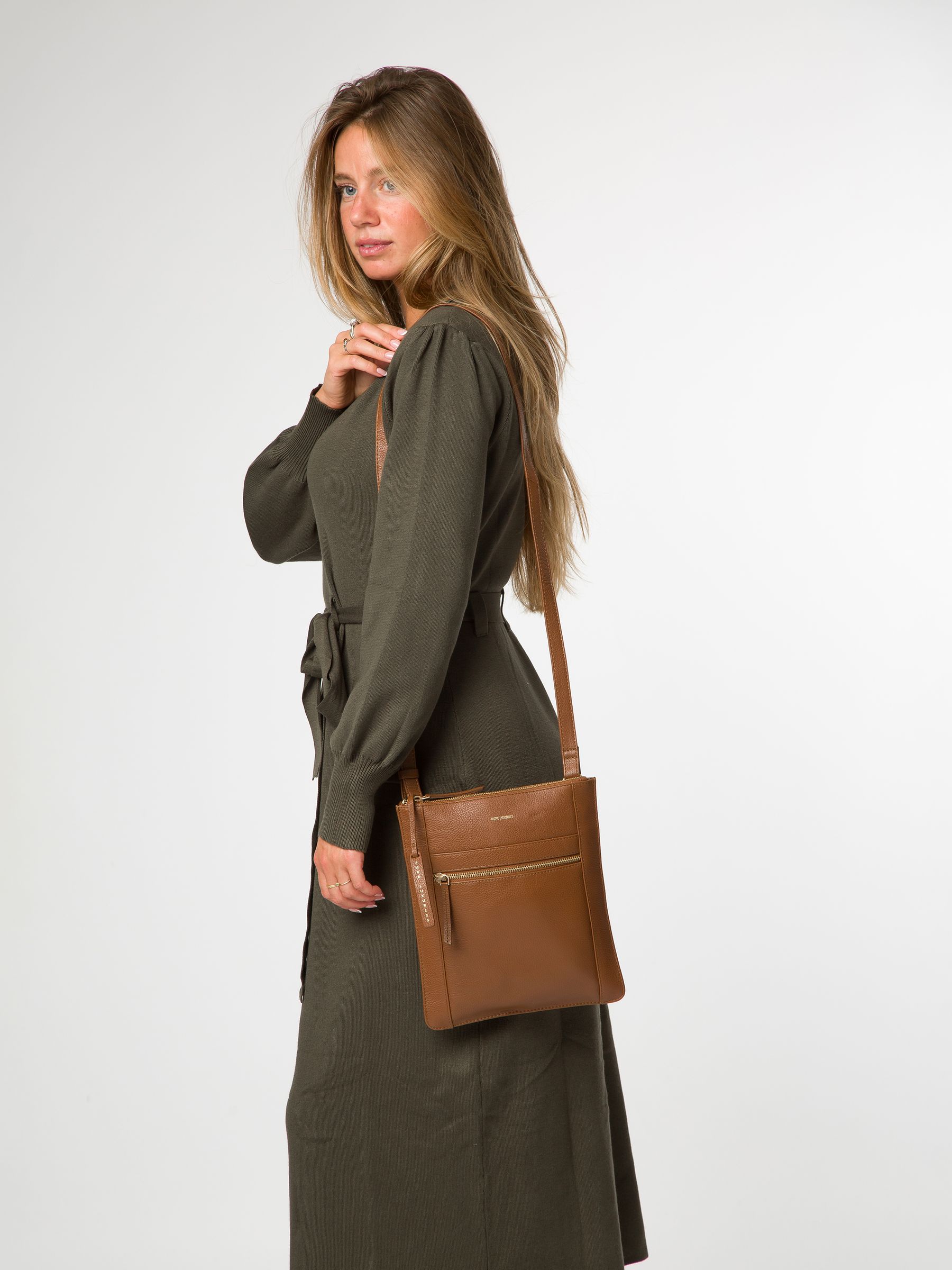 Buy Pure Luxuries London Brown Wren Leather Cross Body Bag from
