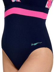 Zoggs Squareback Blue Swimsuit with Fixed Foam Cups - Image 4 of 6