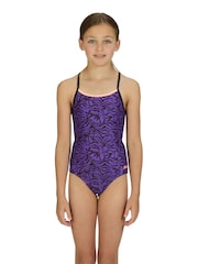 Zoggs Sprint Back Purple Swimsuit - Image 4 of 7