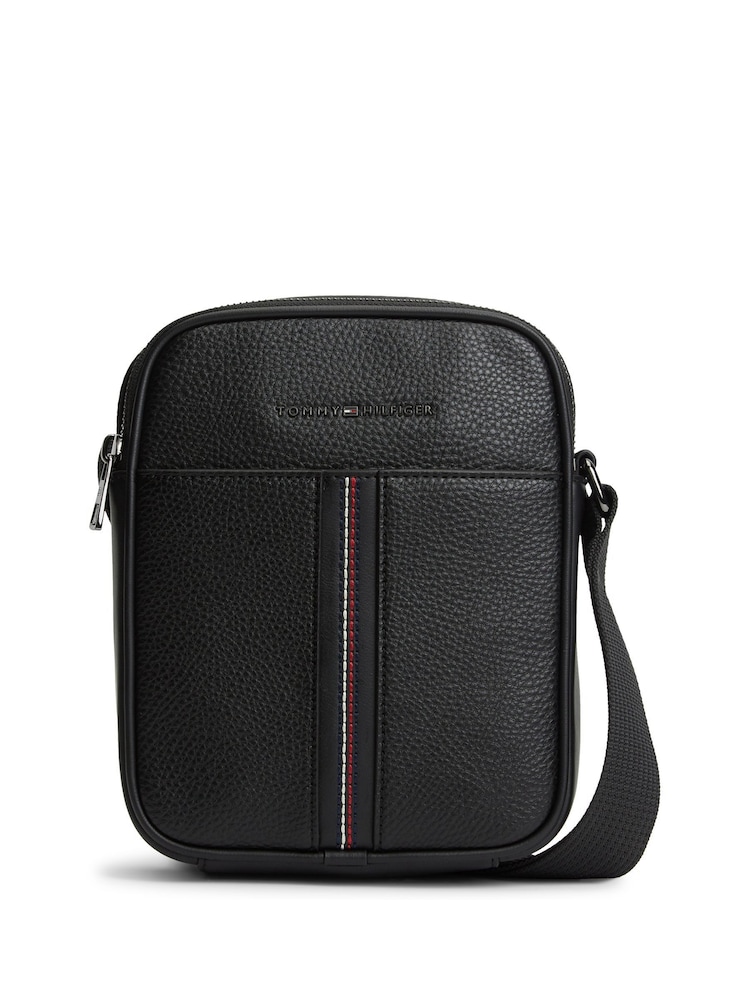 Tommy Hilfiger Black Pebble Grain Cross-Body Reporter Bag - Image 1 of 5 Tommy Hilfiger Black Pebble Grain Cross-Body Reporter Bag - Image 1 of 5