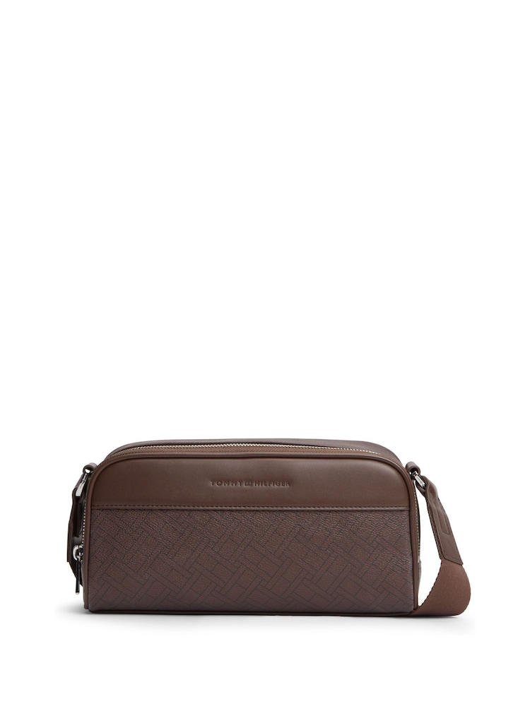 Tommy Hilfiger Brown Embossed Flag Crossbody Camera Bag - Image 1 of 4 Tommy Hilfiger Brown Embossed Flag Crossbody Camera Bag - Image 1 of 4
