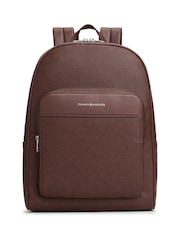 Tommy Hilfiger Brown Hilfiger Flag Mixed Texture Dome Backpack - Image 1 of 4