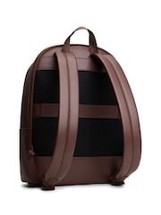 Tommy Hilfiger Brown Hilfiger Flag Mixed Texture Dome Backpack - Image 2 of 4