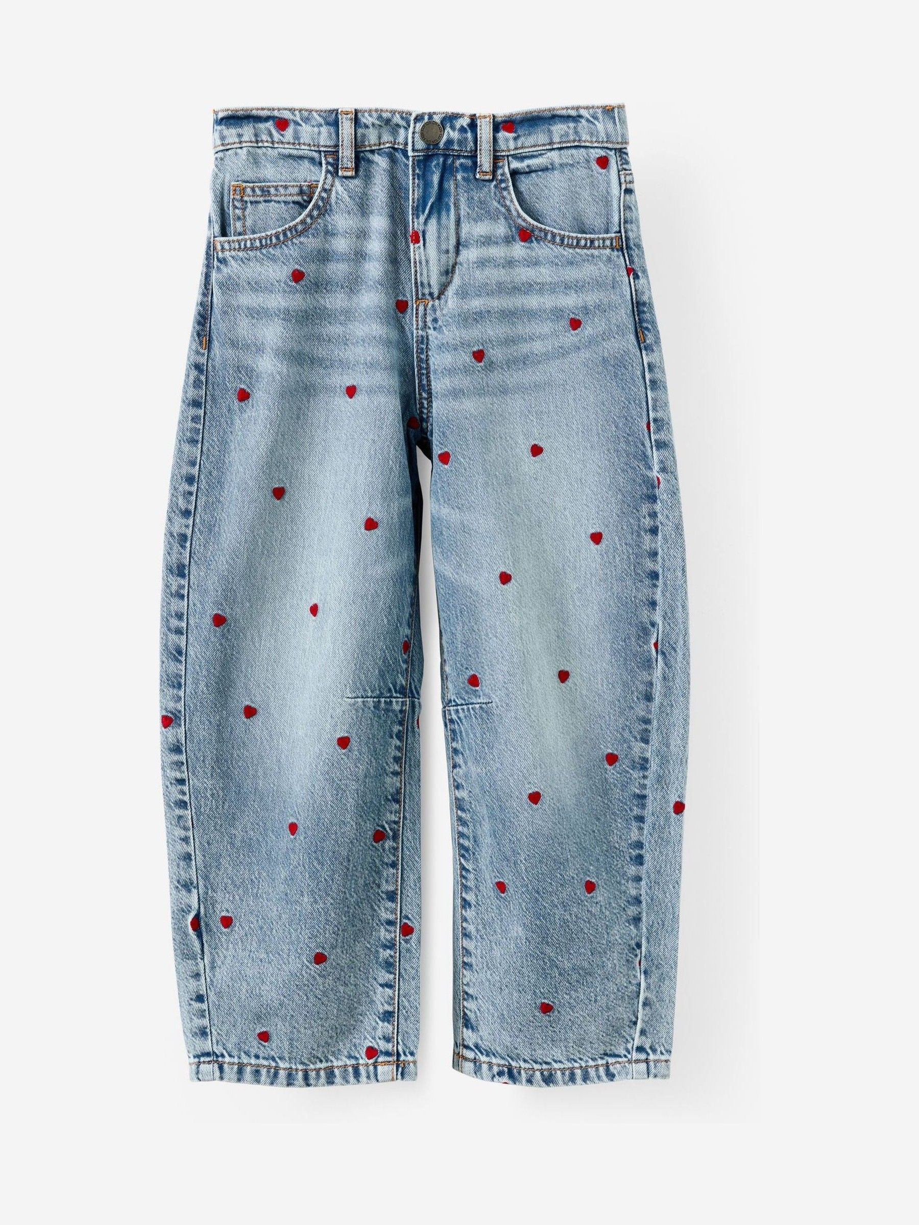 Buy Cotton On Blue/Red - Heart Unisex Barrel Leg Denim Jeans from