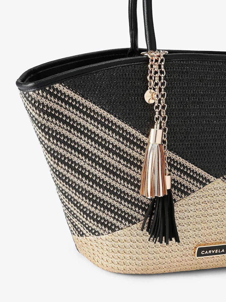 Carvela Brown/Black Elena Stripe Basket Bag - Image 4 of 4