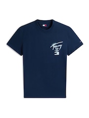 Tommy Jeans Blue Signature Back Logo Jersey T-Shirt - Image 5 of 5