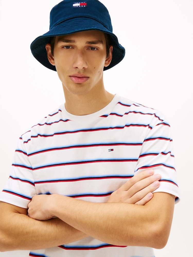Tommy Jeans White Hilfiger Flag Stripe Relaxed Jersey T-Shirt - Image 2 of 5
