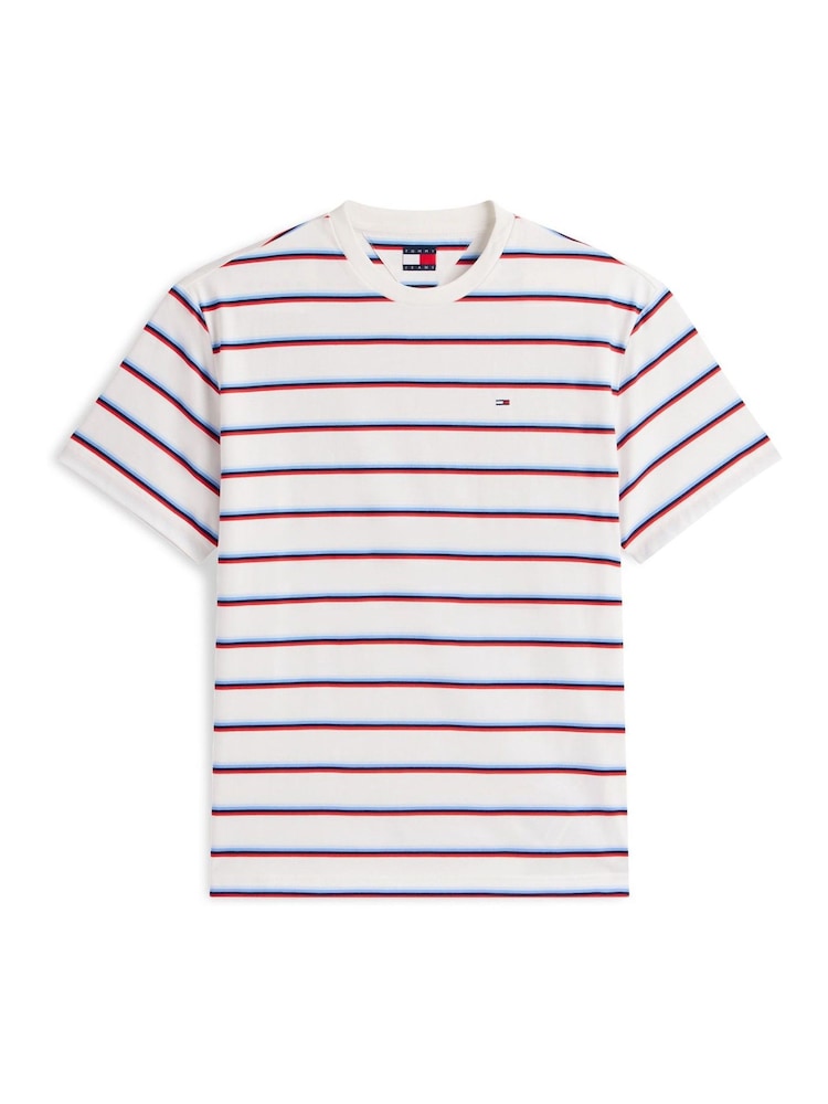 Tommy Jeans White Hilfiger Flag Stripe Relaxed Jersey T-Shirt - Image 5 of 5
