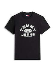 שחור - Tommy Jeans Graphic Crew Neck Jersey T-Shirt - תמונה 5 מתוך 5