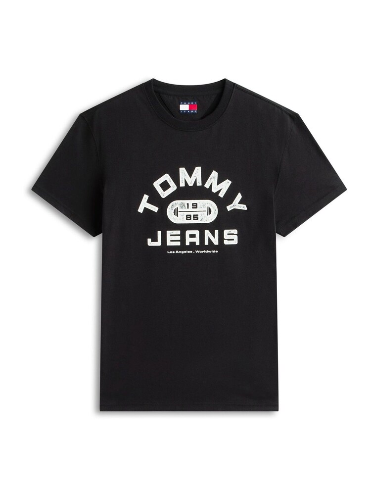 שחור - Tommy Jeans Graphic Crew Neck Jersey T-Shirt - תמונה 5 מתוך 5
