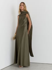 Reiss – Fae – Maxikleid aus Satin mit Cape - Bild 1 von 9