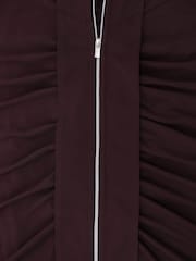 Reiss Grape Burgundy Scarlett Crepe-Jersey Zip-Detail Ruched Maxi Dress - Image 7 of 7