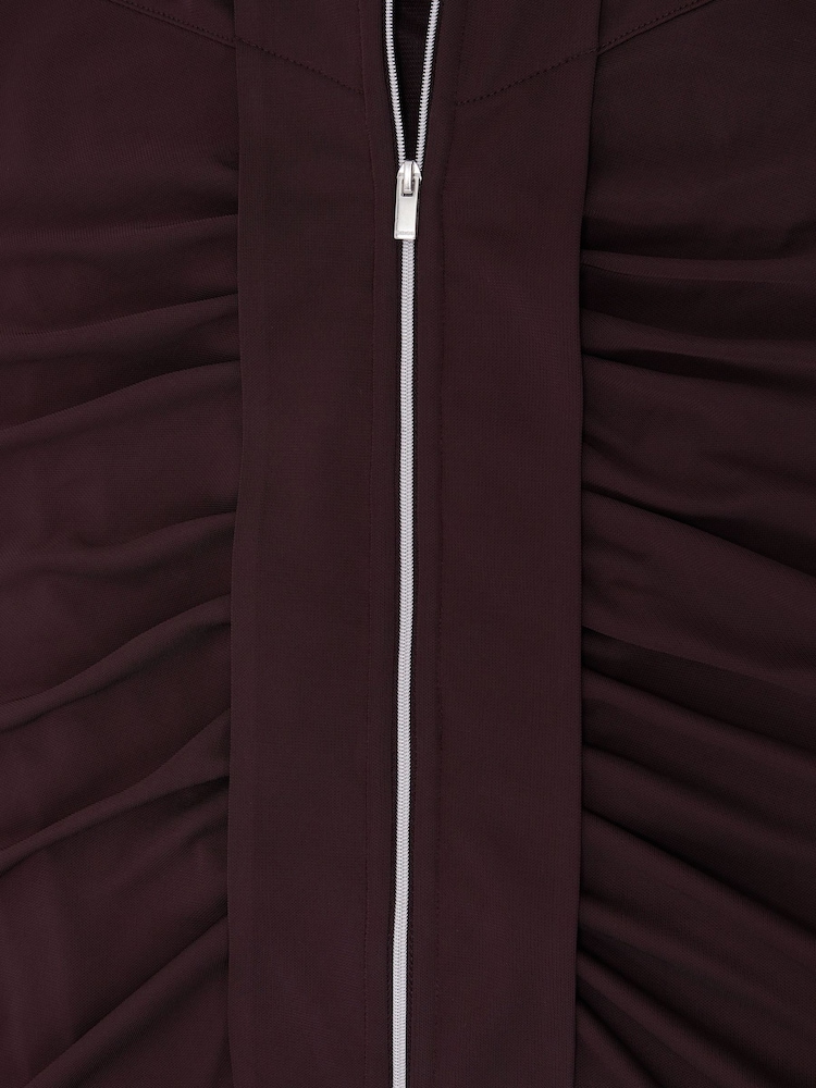 Reiss Grape Burgundy Scarlett Crepe-Jersey Zip-Detail Ruched Maxi Dress - Image 7 of 7 Reiss Grape Burgundy Scarlett Crepe-Jersey Zip-Detail Ruched Maxi Dress - Image 7 of 7