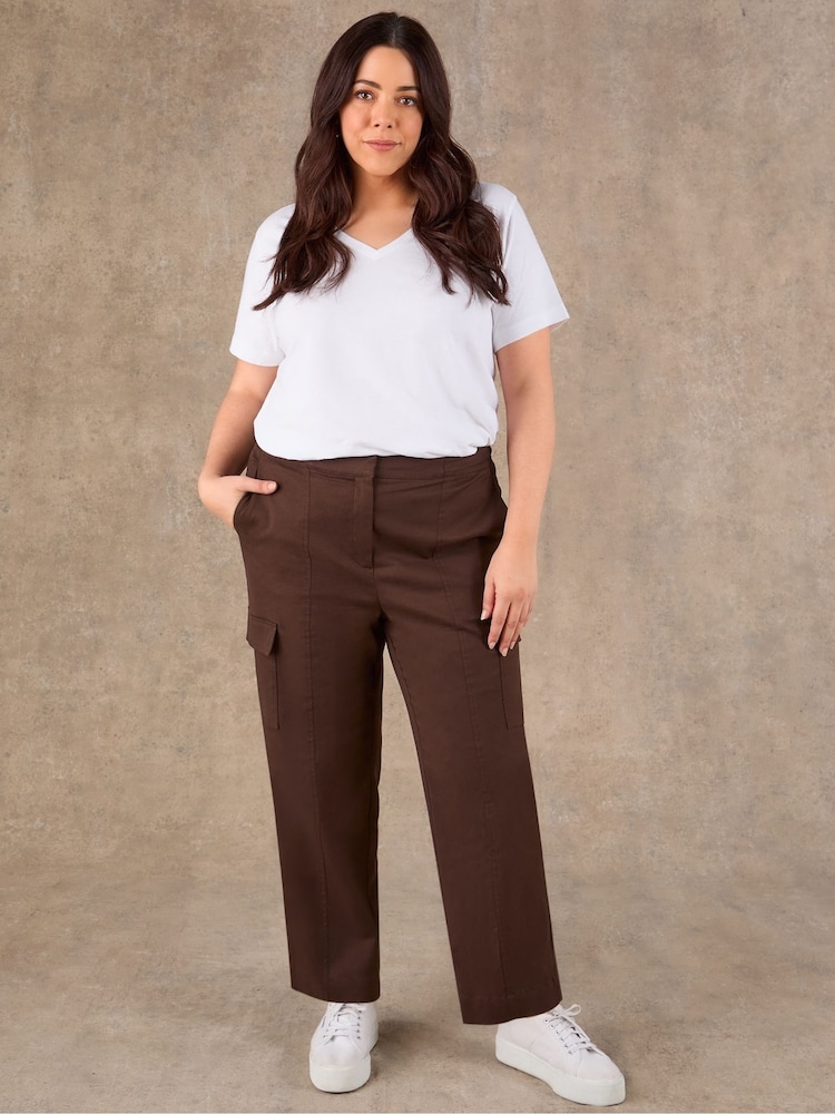 Live Unlimited Brown Utility Trousers With Pockets - Image 1 of 6