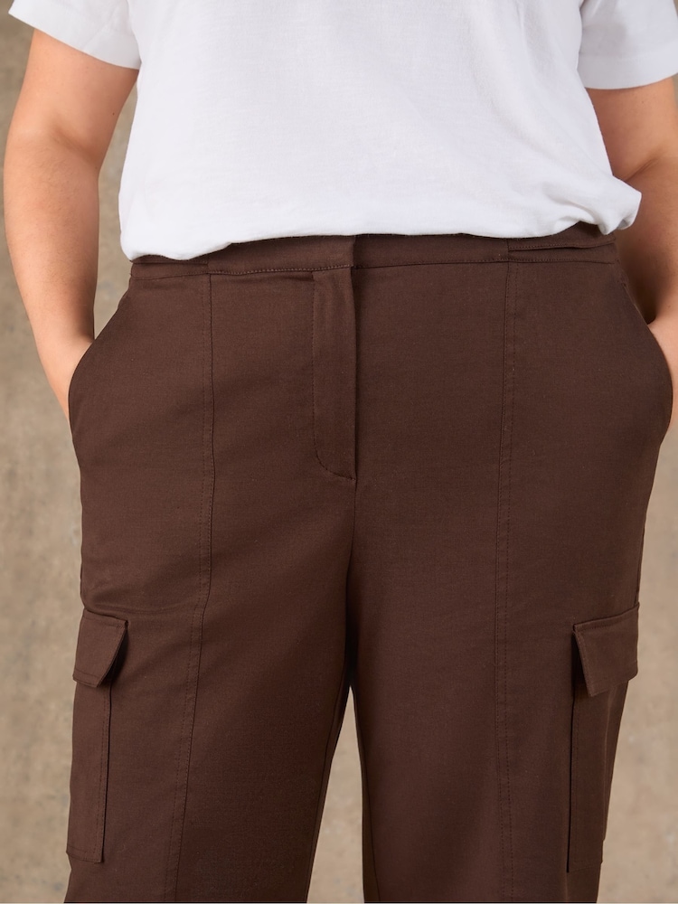 Live Unlimited Brown Utility Trousers With Pockets - Image 6 of 6