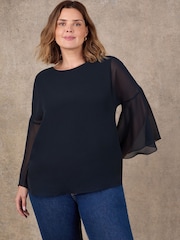 Live Unlimited Black Black Angel Sleeve Overlay Blouse - Image 1 of 4
