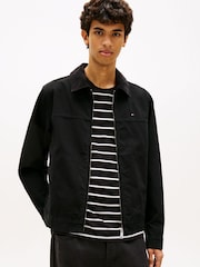 Tommy Jeans Black Flag Embroidery Zip Through Trucker Jacket - Image 1 of 5