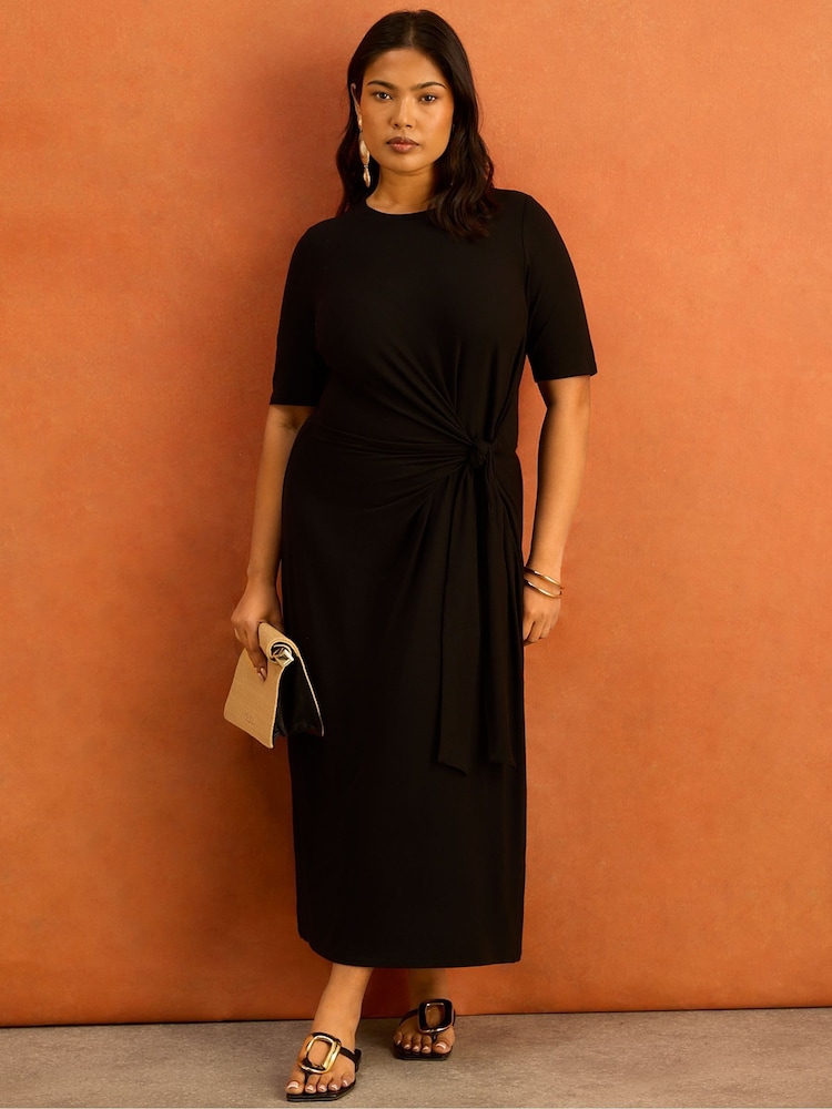 Buy Live Unlimited Black Tie Side 3/4 Sleeve Jersey Dress from Next  Gibraltar