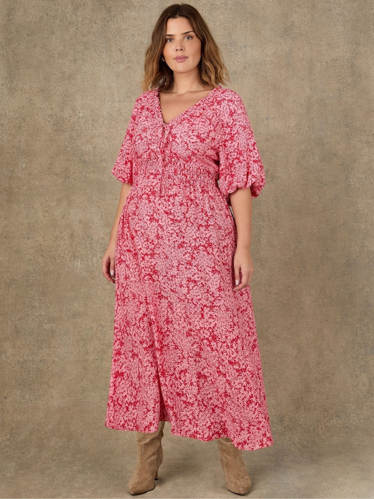 Live Unlimited Pink Ditsy Print Puff Sleeve Elasticated Waist Dress - Image 1 of 4 Live Unlimited Pink Ditsy Print Puff Sleeve Elasticated Waist Dress - Image 1 of 4