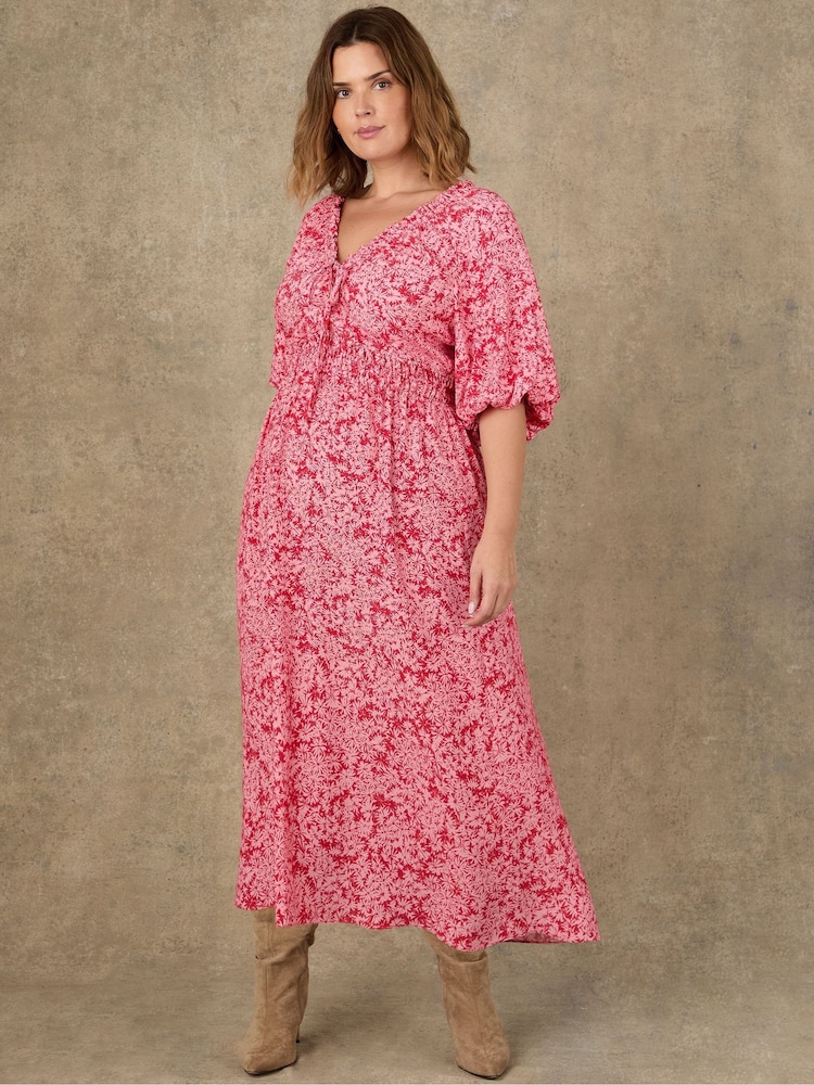 Live Unlimited Pink Ditsy Print Puff Sleeve Elasticated Waist Dress - Image 4 of 4 Live Unlimited Pink Ditsy Print Puff Sleeve Elasticated Waist Dress - Image 4 of 4
