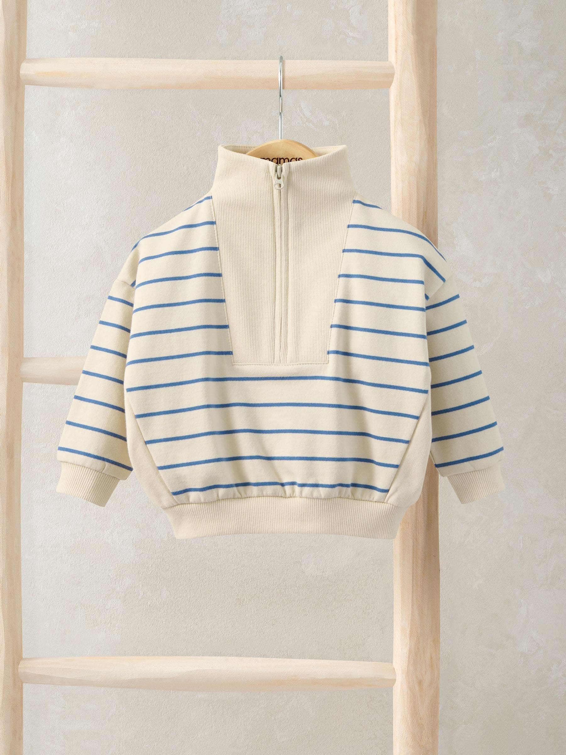 Mamas & Papas Baby Boys Striped Funnel Neck Jumper 6-9 Months Blue - Image 3