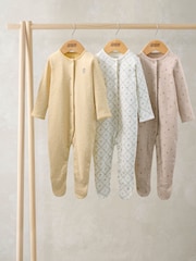 Mamas & Papas Pink Heritage Floral Sleepsuits Pack of 3 - Image 1 of 2