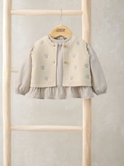 Mamas & Papas Knitted Waistcoat & Gingham Top Set - Imaginea 1 din 4