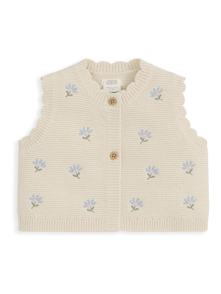 Mamas & Papas Knitted Waistcoat & Gingham Top Set - Imaginea 4 din 4