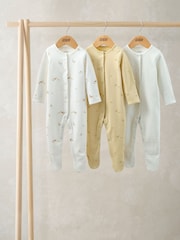 Mamas & Papas Brown Duckling Sleepsuits Pack of 3 - Image 1 of 3