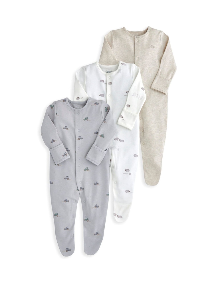 Mamas & Papas Farmyard Sleepsuits Pack Of 3 - Imaginea 2 din 2
