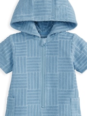 Mamas & Papas Blue Textured Towelling Zip Romper - Image 3 of 3