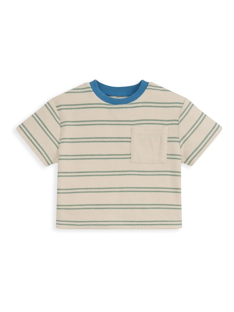 Mamas & Papas Brown Stripe Towelling T-Shirt & Joggers Set - Image 5 of 5
