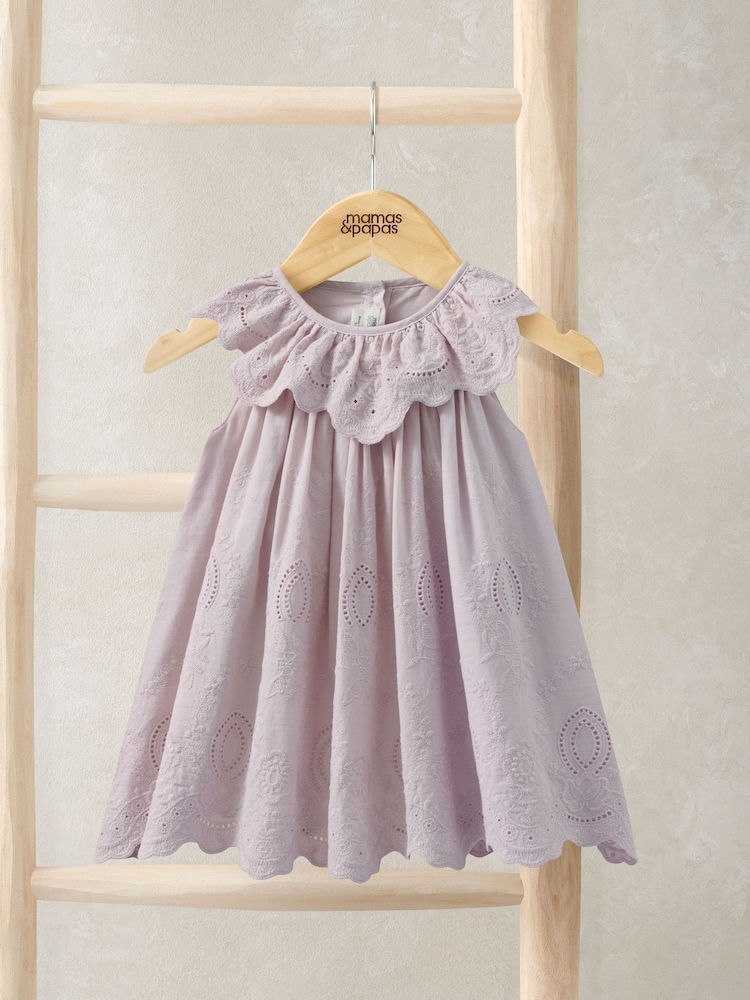 Mamas & Papas Broderie Collar Dress - Imaginea 1 din 3