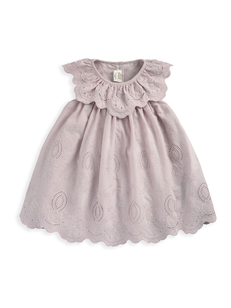 Mamas & Papas Broderie Collar Dress - Imaginea 2 din 3