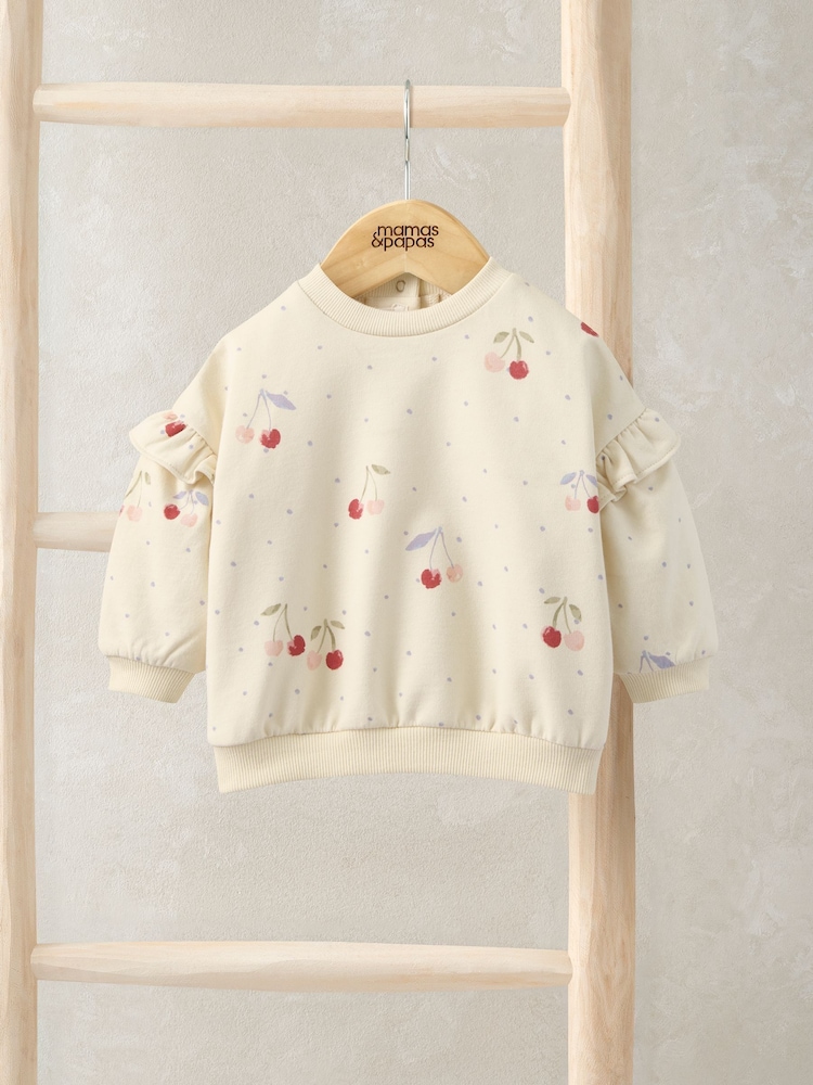 Mamas & Papas Cream Cherry Print Sweatshirt - Image 1 of 3