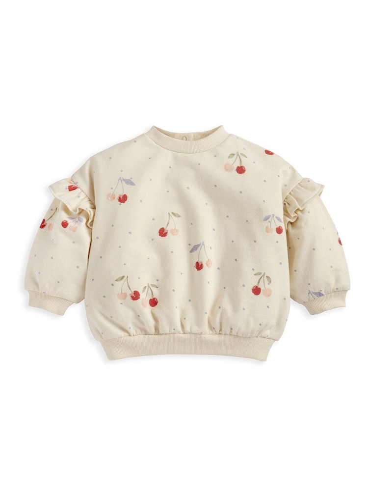 Mamas & Papas Cream Cherry Print Sweatshirt - Image 2 of 3