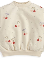 Mamas & Papas Cream Cherry Print Sweatshirt - Image 3 of 3