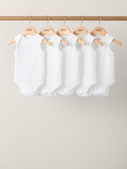 Mamas & Papas White Welcome to the World White Sleeveless Bodysuits Pack of 5 - Image 1 of 3