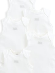Mamas & Papas White Welcome to the World White Sleeveless Bodysuits Pack of 5 - Image 3 of 3