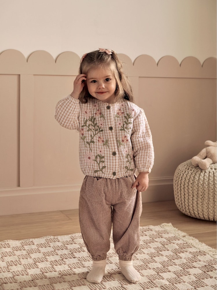 Mamas & Papas Pink Flower Quilted Jacket - Image 1 of 4