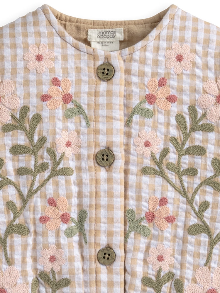 Mamas & Papas Pink Flower Quilted Jacket - Image 4 of 4