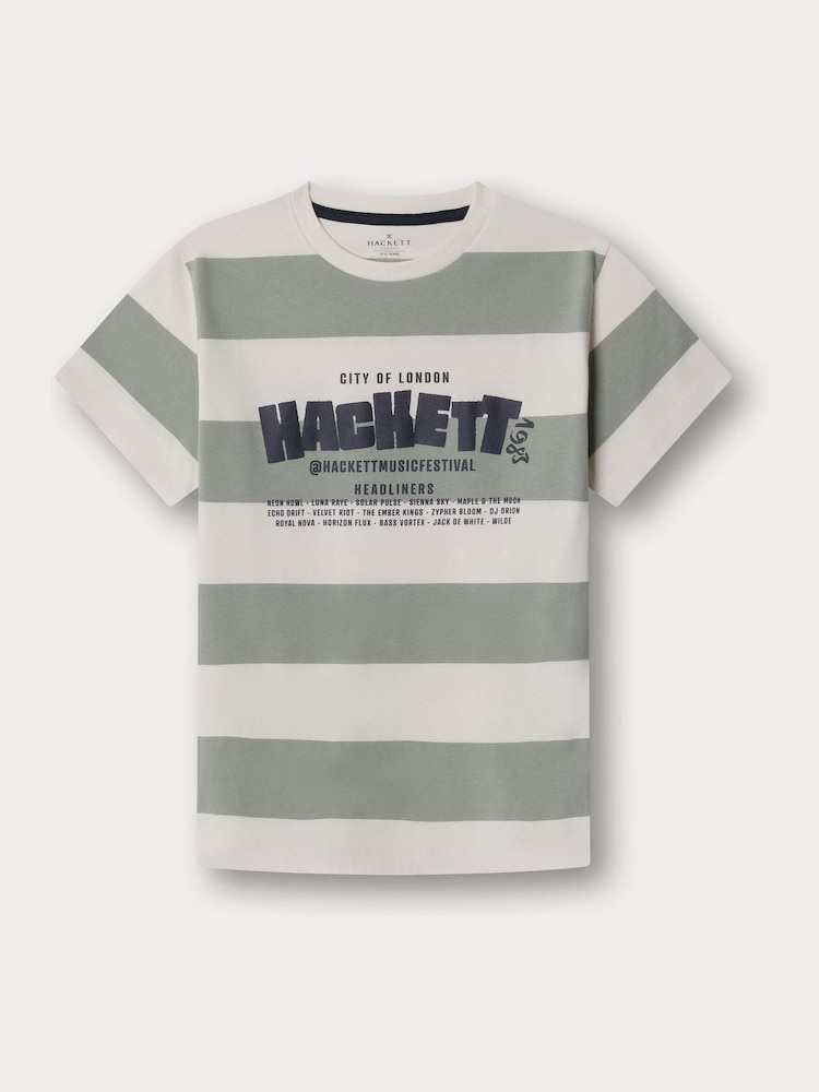 Hackett Green Classic Fit Stripe Graphic Festival T-Shirt - תמונה 1 מתוך 4 Hackett Green Classic Fit Stripe Graphic Festival T-Shirt - תמונה 1 מתוך 4