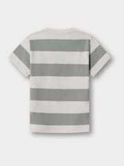 Hackett Green Classic Fit Stripe Graphic Festival T-Shirt - תמונה 2 מתוך 4