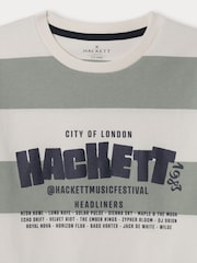 Hackett Green Classic Fit Stripe Graphic Festival T-Shirt - תמונה 3 מתוך 4